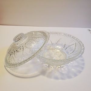 VINTAGE ROSALINE 7” GLASS TWO-PIECE CANDY DISH
